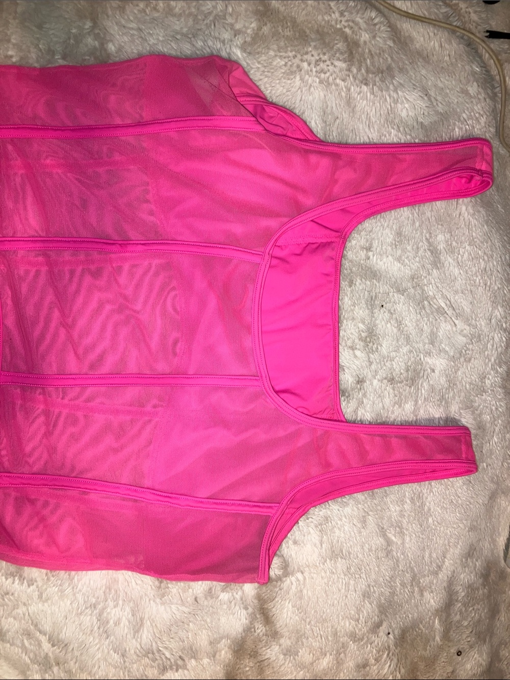 No Boundaries Hot Pink Mesh Panel Crop Bralette - Picture 3 of 5